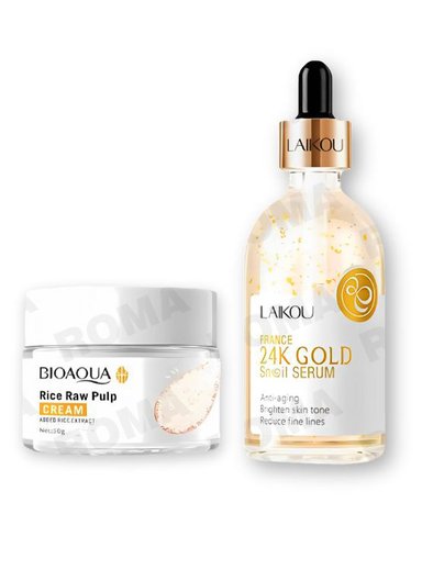 PACK CREMA ACLARANTE BIOAQUA Y SERUM 24K GOLD SNAIL LAIKOU