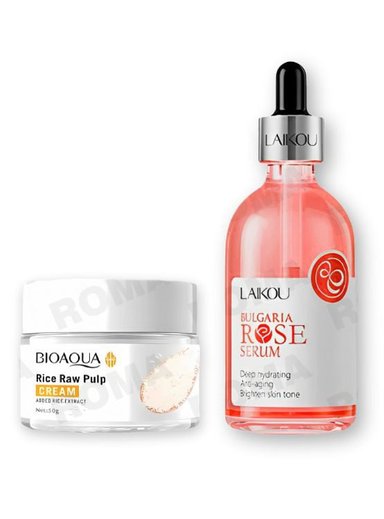 PACK CREMA ACLARANTE BIOAQUA Y SERUM BULGARIA ROSE LAIKOU