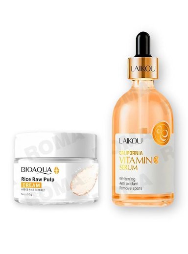 PACK CREMA ACLARANTE BIOAQUA Y SERUM CALIFORNIA VITAMIN C LAIKOU