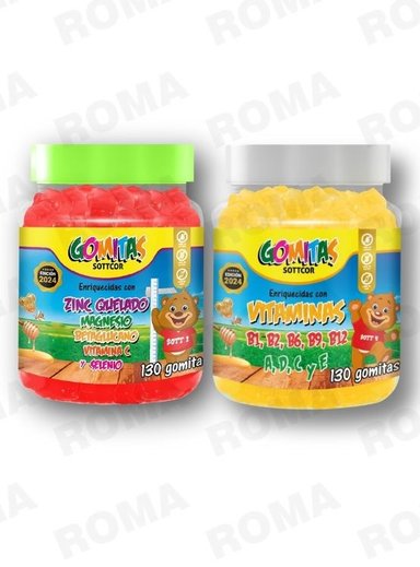 PACK 2 GOMITAS ZINC QUELADO NIÑOS  + VITAMINAS PARA NIÑOS 260 UND