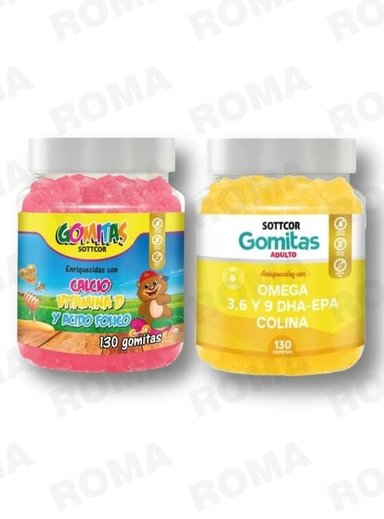 PACK 2 GOMITAS CALCIO NIÑOS + OMEGA 3 ADULTO 260 UND