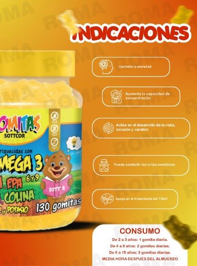 PACK 2 GOMITAS OMEGA 3 NIÑOS + MULTIVITAMINAS ADULTOS 260 UND - 2