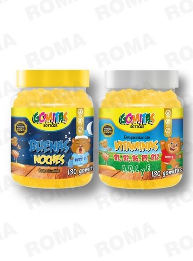 PAC 2 GOMITAS BUENAS NOCHES NIÑOS + VITAMINAS PARA NIÑOS 260 UND