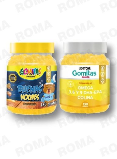PACK 2 GOMITAS BUENAS NOCHES NIÑOS + OMEGA 3 ADULTO 260 UND