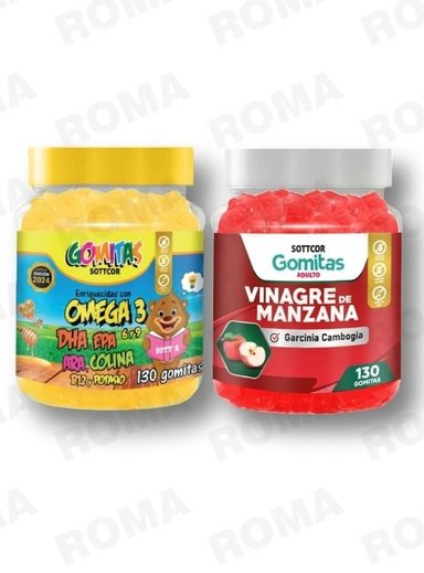 PACK 2 GOMITAS OMEGA 3 NIÑOS + VINAGRE DE MANZANA 130 UND - 1