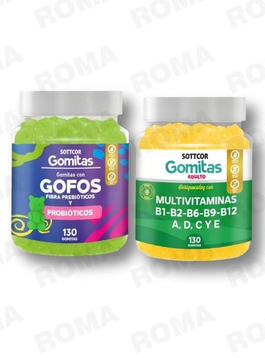 PACK 2 GOMITAS GOFOS PARA NIÑOS + MULTIVITAMINAS ADULTOS 260 UND