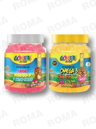 PACK 2 GOMITAS CALCIO NIÑOS + OMEGA 3 NIÑOS 260 UND