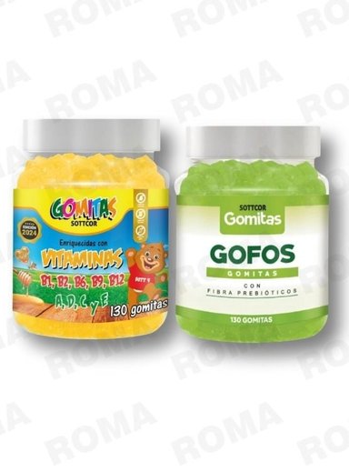 PACK 2 GOMITAS VITAMINAS PARA NIÑOS + GOFOS PARA ADULTOS 260 UND