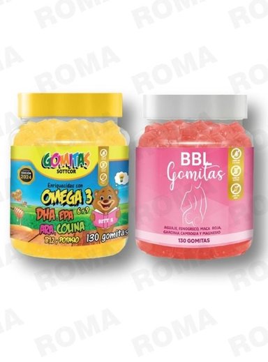 PACK 2 GOMITAS OMEGA 3 NIÑOS   + GOMITAS AGUAJE BBL 260 UND