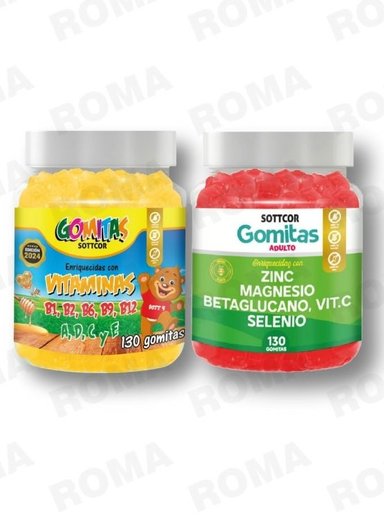 PACK 2 GOMITAS VITAMINAS PARA NIÑOS + ZINC ADULTO 260 UND