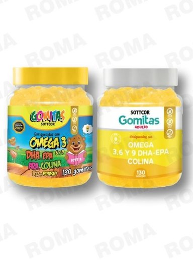 PACK 2 GOMITAS OMEGA 3 NIÑOS + OMEGA 3 ADULTO 260 UND