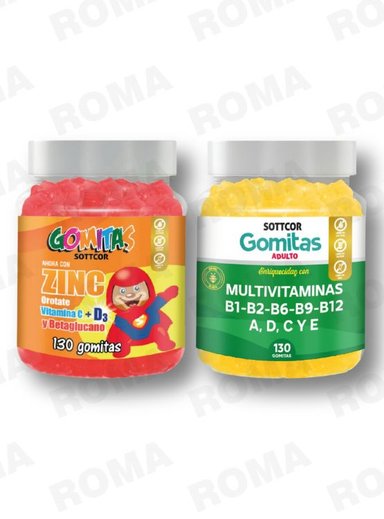 GOMITAS ZINC OROTATE NIÑOS 130 UND + GOMITAS MULTIVITAMINAS 130UND