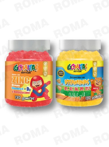 GOMITAS ZINC OROTATE NIÑOS 130 UND + GOMITAS VITAMINAS NIÑOS 130UND