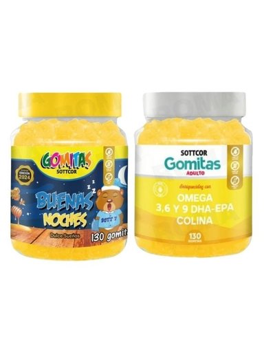 PACK 2 GOMITAS BUENAS NOCHES NIÑOS + OMEGA 3 ADULTO 260 UND