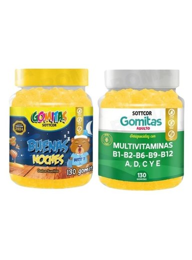 PACK 2 GOMITAS BUENAS NOCHES NIÑOS + MULTIVITAMINAS ADULTOS 260 UND