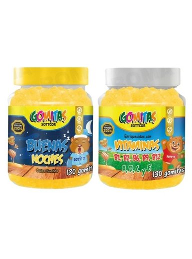 PAC 2 GOMITAS BUENAS NOCHES NIÑOS + VITAMINAS PARA NIÑOS 260 UND