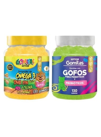 PACK 2 GOMITAS OMEGA 3 NIÑOS  + GOFOS PARA NIÑOS 260 UND