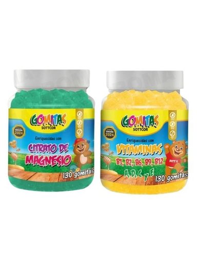 PAC 2 GOMITAS CITRATO DE MAGNESIO NIÑOS + VITAMINAS PARA NIÑOS 260 UND
