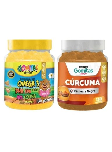 PACK 2 GOMITAS OMEGA 3 NIÑOS  + GOMITAS CÚRCUMA 260 UND