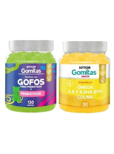 PACK 2 GOMITAS GOFOS PARA NIÑOS + OMEGA 3 ADULTO 260 UND