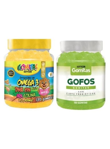 PACK 2 GOMITAS OMEGA 3 NIÑOS + GOFOS PARA ADULTOS 260 UND