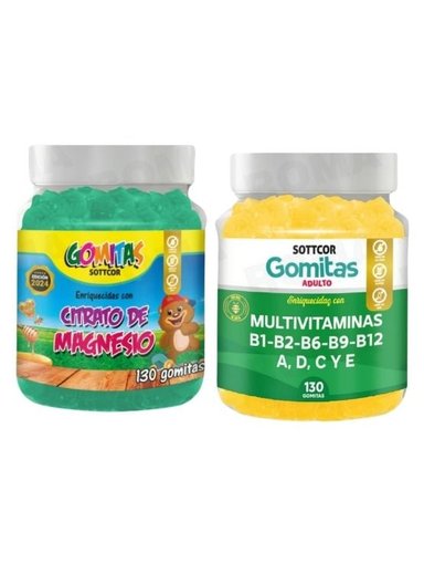 PACK 2 CITRATO DE MAGNESIO NIÑOS + MULTIVITAMINAS ADULTOS 260 UND