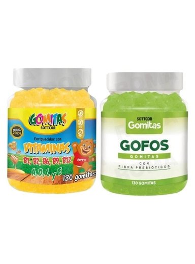 PACK 2 GOMITAS VITAMINAS PARA NIÑOS + GOFOS PARA ADULTOS 260 UND