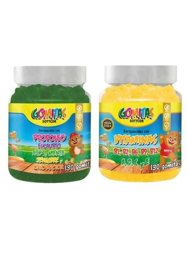 PACK 2 GOMITAS PROPÓLEO NIÑOS 130UND + GOMITAS VITAMINAS NIÑOS 130UND