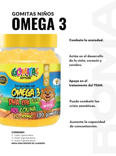 PACK 2 GOMITAS ZINC QUELADO NIÑOS + OMEGA 3 NIÑOS 260 UND - 3