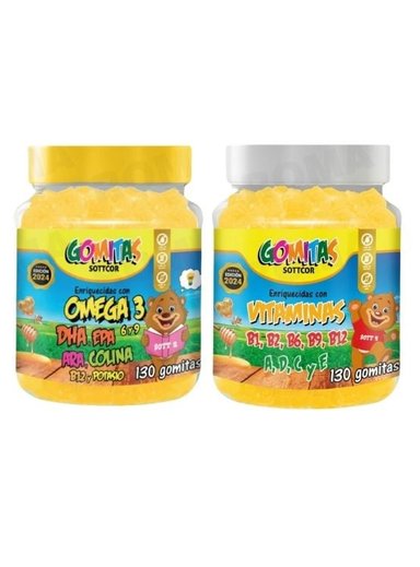 PAC 2 GOMITAS OMEGA 3 NIÑOS + VITAMINAS PARA NIÑOS 260 UND