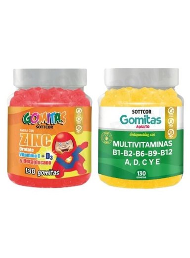 PACK 2 GOMITAS ZINC OROTATE NIÑOS 130UND + GOMITAS MULTIVITAMINAS 130UND