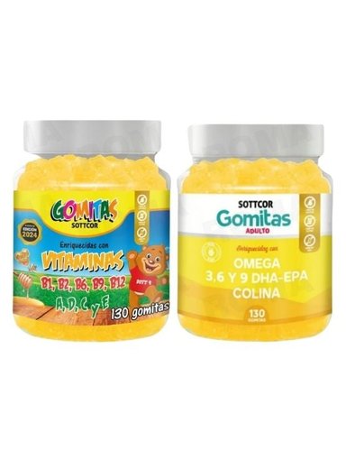 PACK 2 GOMITAS VITAMINAS PARA NIÑOS + OMEGA 3 ADULTO 260 UND