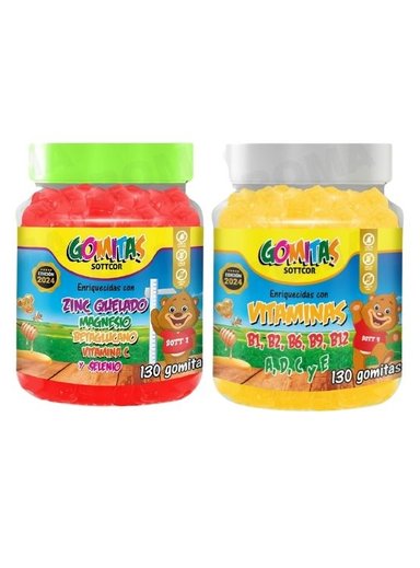 PACK 2 GOMITAS ZINC QUELADO NIÑOS  + VITAMINAS PARA NIÑOS 260 UND