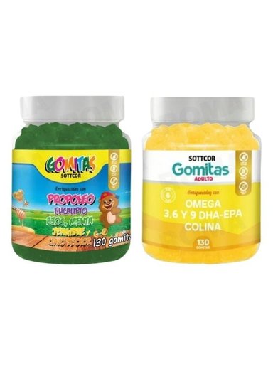 PACK 2 GOMITAS PROPÓLEO NIÑOS 130UND + GOMITAS OMEGA 3 130UND