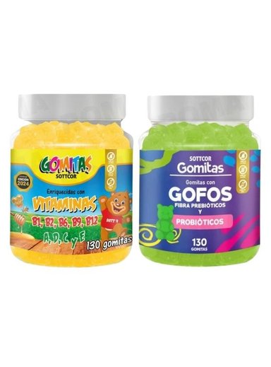 PACK 2 GOMITAS VITAMINAS PARA NIÑOS + GOFOS PARA NIÑOS 260 UND