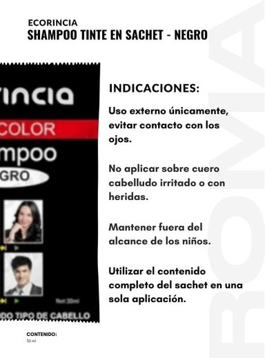 SHAMPOO TINTA EN SACHET 30ML ECORINCIA – NEGRO - 3