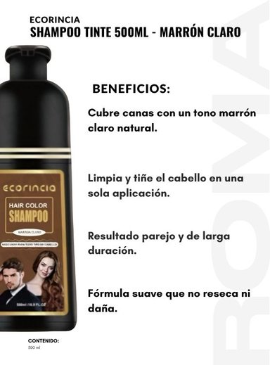 PACK 2 SHAMPOO TINTE 1000ML ECORINCIA – MARRÓN CLARO - 2