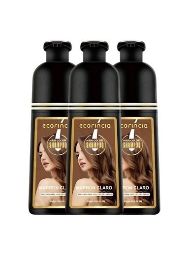 PACK 3 SHAMPOO TINTE DAMA 1500ML ECORINCIA – MARRÓN CLARO - 1