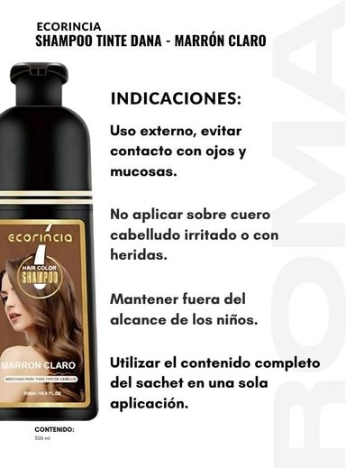 PACK 3 SHAMPOO TINTE DAMA 1500ML ECORINCIA – MARRÓN CLARO - 3