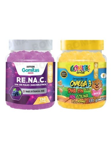 GOMITAS RESVERATROL 130UND + GOMITAS OMEGA 3 NIÑOS 130UND