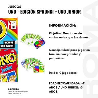 PACK 3 UNO – EDICIÓN SPRUNKI + UNO JUNIOR JUEGO DE CARTAS - 2