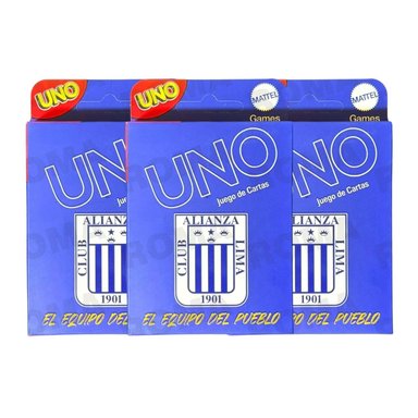 PACK 3 UNO – EDICIÓN ALIANZA LIMA V1 JUEGO DE CARTAS