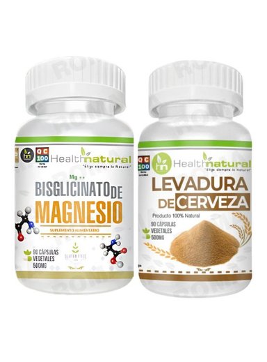 BISGLICINATO MAGNESIO HEALTHNATURAL + LEVADURA CERVEZA HEALTHNATURAL