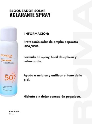 BLOQUEADOR SOLAR ACLARANTE SPRAY 150ML BIOAQUA - 2