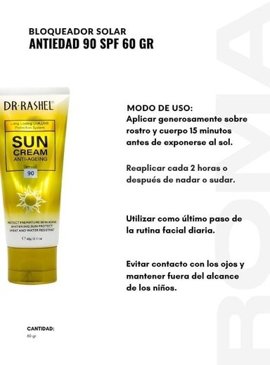 BLOQUEADOR SOLAR ANTIEDAD 90SPF 60G DR RASHEL - 3