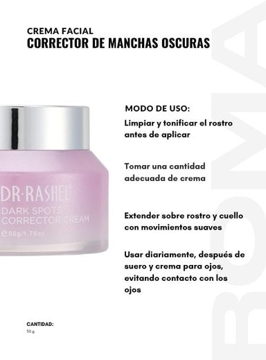 PACK 2 CREMA FACIAL CORRECTOR DE MANCHAS OSCURAS 50G DR RASHEL - 3