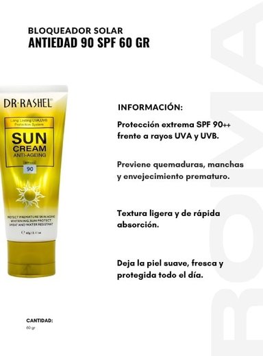 PACK 3 BLOQUEADOR SOLAR ANTIEDAD 90SPF 60G DR RASHEL - 2