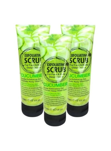 PACK 3 EXFOLIANTE FACIAL Y CORPORAL PEPINO 320ML WOKALI