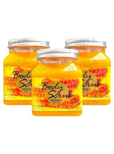 PACK 3 EXFOLIANTE CORPORAL BASE DE SAL DE MAR Y MIEL 500ML WOKALI