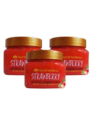 PACK 3 EXFOLIANTE CORPORAL STRAWBERRY 600G WOKALI